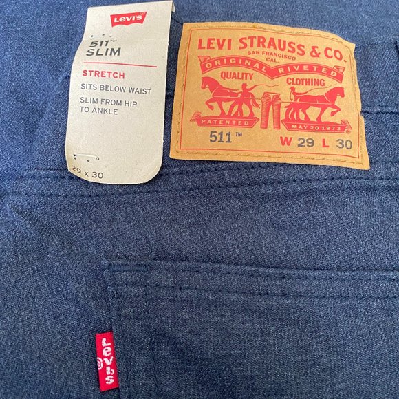 LEVI’S SLIM FIT FLANNEL PANTS Jeans Night Blue Men Size 29x30 045113110511 - Picture 8 of 10